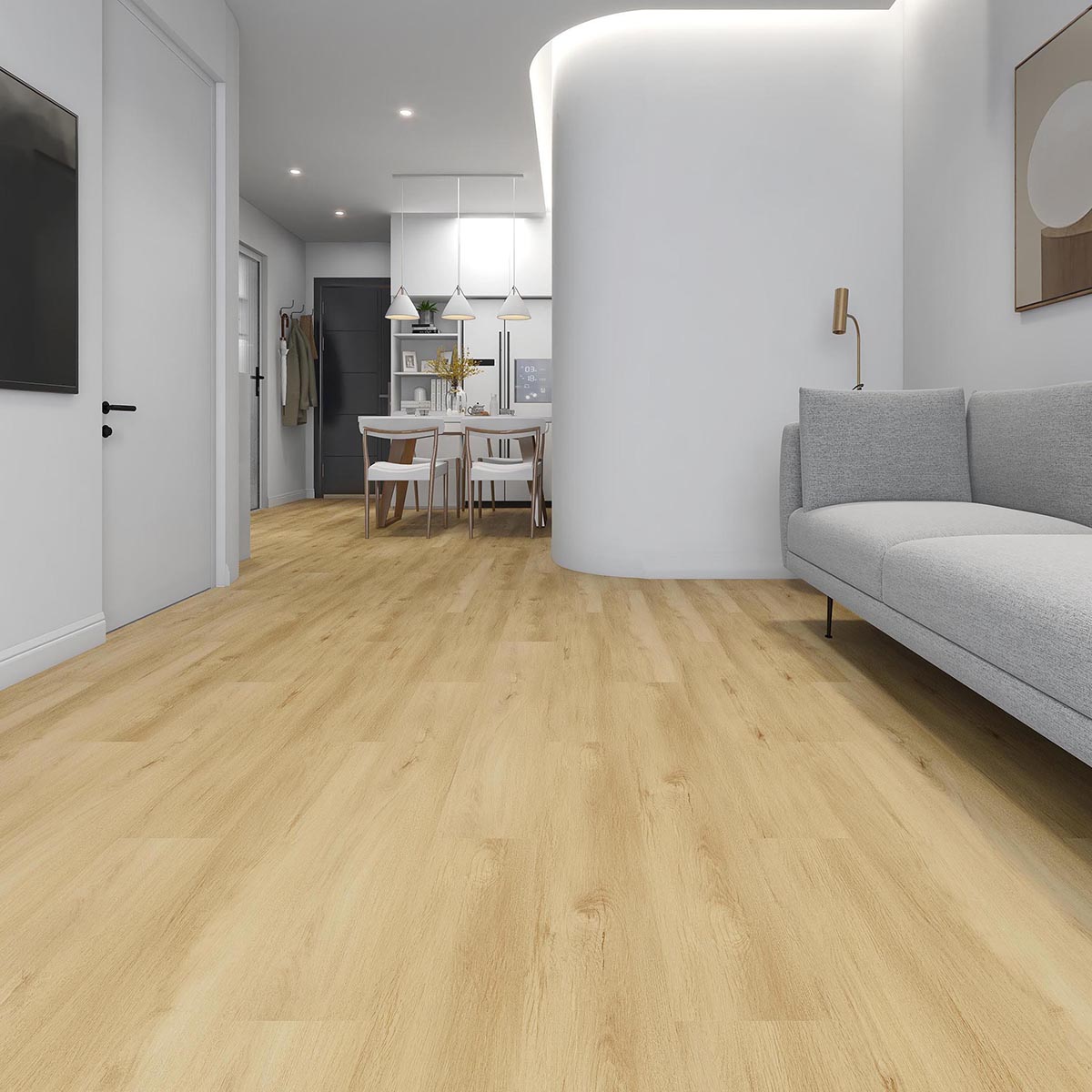 Light Brown Wood Grain Hybrid Click Flooring Featured Image