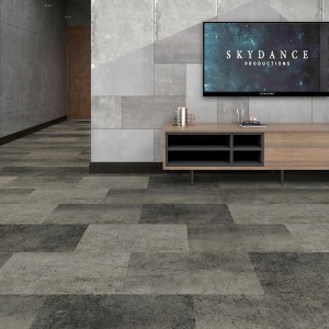 Industrial style concrete tile effect click locking vinyl flooring