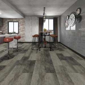 Industrial style concrete tile effect click locking vinyl flooring