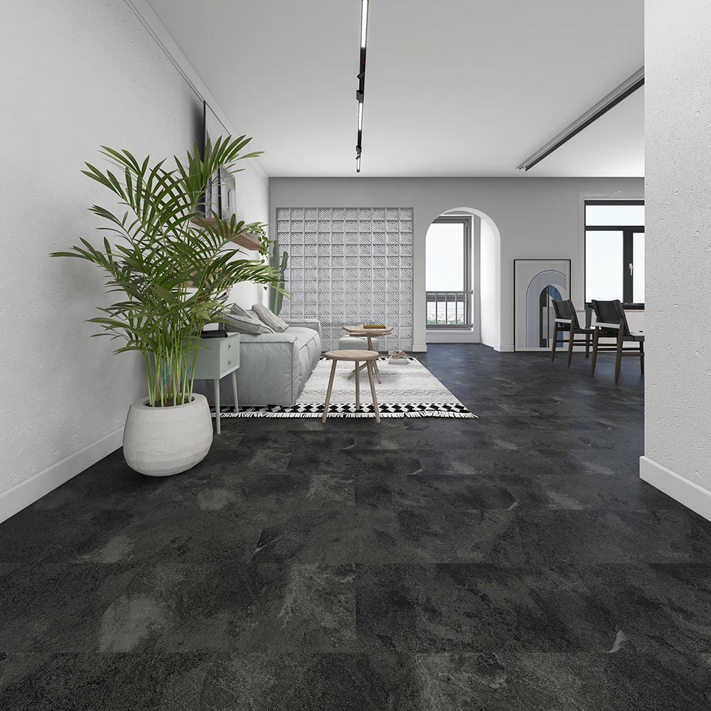 Hot sale Factory Spc Floor Coverings -
 Black Slate Decor of Vinyl Click Tile – TopJoy