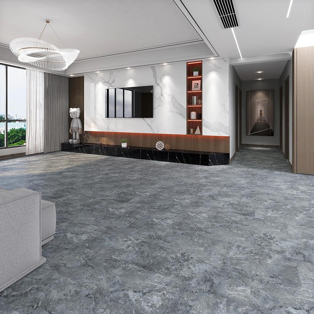 One of Hottest for Spc Floor Covering -
 Dark Grey Color Marble Grain Vinyl Click Tile – TopJoy